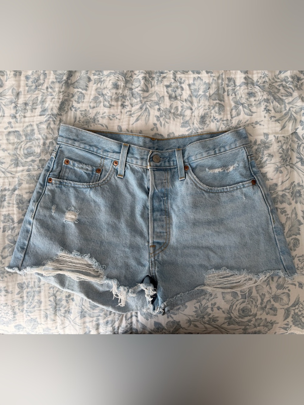 Levi's Light Blue Distressed Women's Jean Shorts